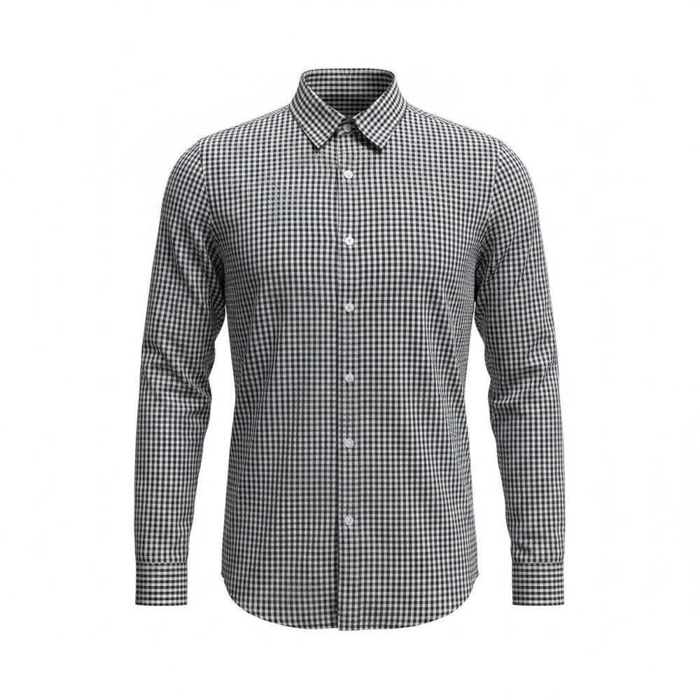 Button Down Shirt H&M Medium Mens Navy Blue Excellent Gingham Slim Fit Easy Iron